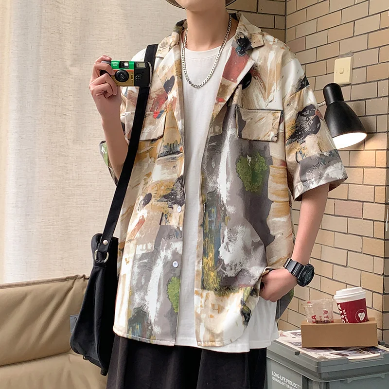 2021 Summer Men's Print Shirt Women Vintage Painting Fashion Short Sleeve Loose Casual Shirts Couple Streetwear Chic Tops
2021 Summer Men's Print Shirt Women Vintage Painting Fashion Short Sleeve Loose Casual Shirts Couple Streetwear Chic Tops