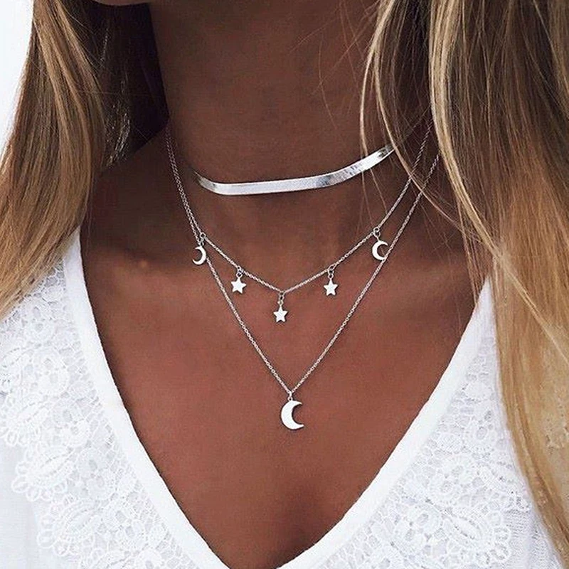 Ladies necklace 2021 New Multilayer Retro Star Moon Pendant Necklace Ladies accessories bague femme acier inoxydable Christmas d
Ladies necklace 2021 New Multilayer Retro Star Moon Pendant Necklace Ladies accessories bague femme acier inoxydable Christmas d