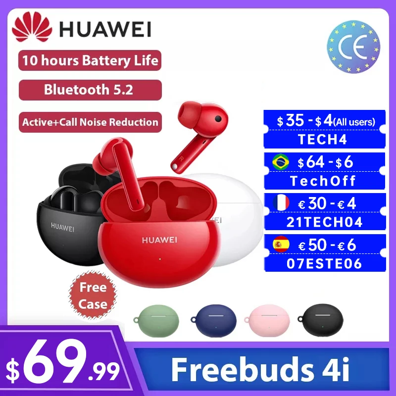 Free Case Huawei FreeBuds 4i/3i New Global Version Earphone Bluetooth5.2 Dynamic Unit ANC Wireless For P40 lite Mate30 Pro
Free Case Huawei FreeBuds 4i/3i New Global Version Earphone Bluetooth5.2 Dynamic Unit ANC Wireless For P40 lite Mate30 Pro