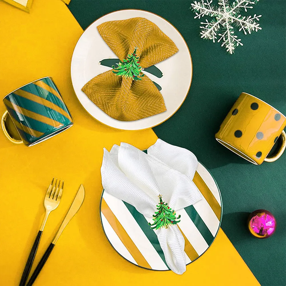6PCS Christmas Napkin Rings Set Chic Metal Xmas Tree Napkin Rings With Rhinestone For Party Wedding Christmas Table Decoration
6PCS Christmas Napkin Rings Set Chic Metal Xmas Tree Napkin Rings With Rhinestone For Party Wedding Christmas Table Decoration