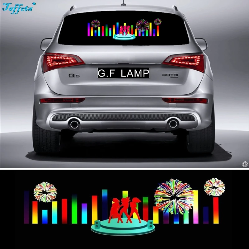 

90*25cm Dancer fireworks Flash Car Sticker Music Rhythm LED EL Sheet Light Lamp Sound Music Activated Equalizer