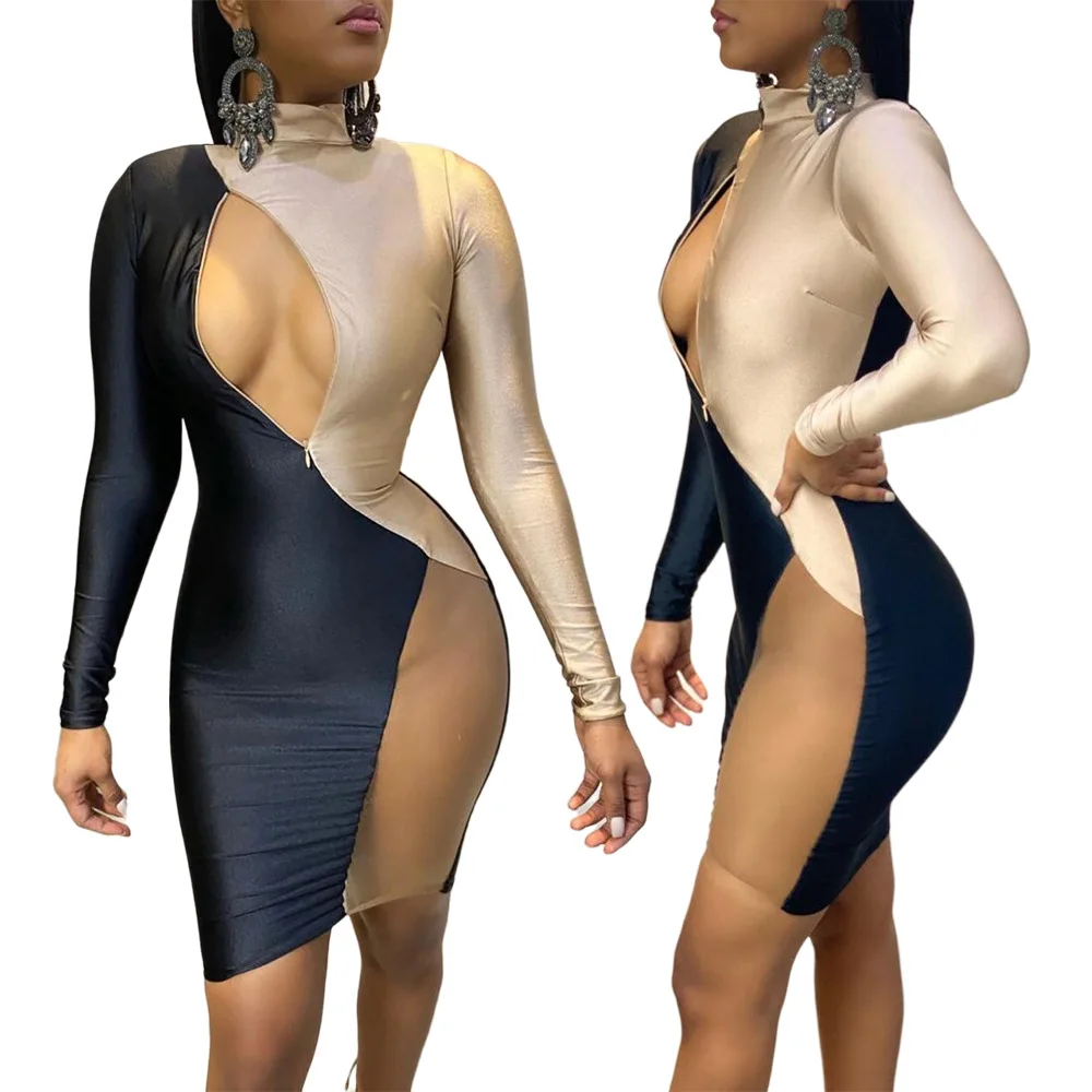 Sexy Cut Out Patchwork Mesh Dress Women Night Party Club Short Dress Long Sleeve Turtleneck Spring Fall Dresses Birthday Outfit
Sexy Cut Out Patchwork Mesh Dress Women Night Party Club Short Dress Long Sleeve Turtleneck Spring Fall Dresses Birthday Outfit