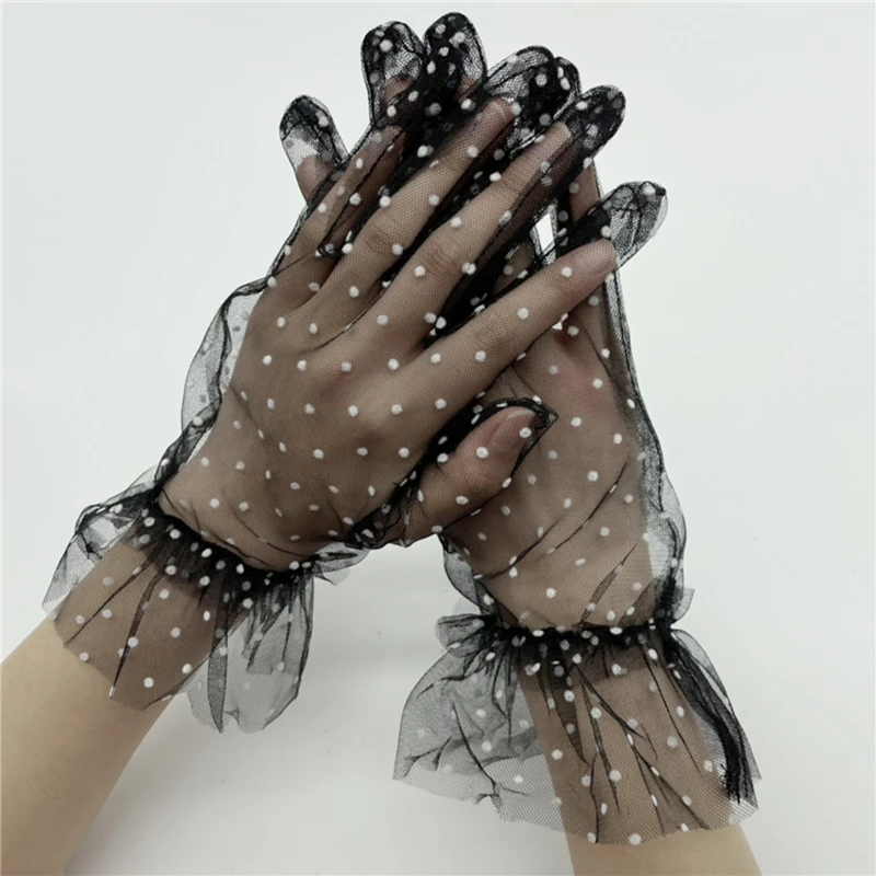 Elegant Women Gauze Mini Dot Tulle Elastic Gloves Lace Spots Lotus Leaf Flexible Sheers Full Finger Wedding Accessories 
Elegant Women Gauze Mini Dot Tulle Elastic Gloves Lace Spots Lotus Leaf Flexible Sheers Full Finger Wedding Accessories