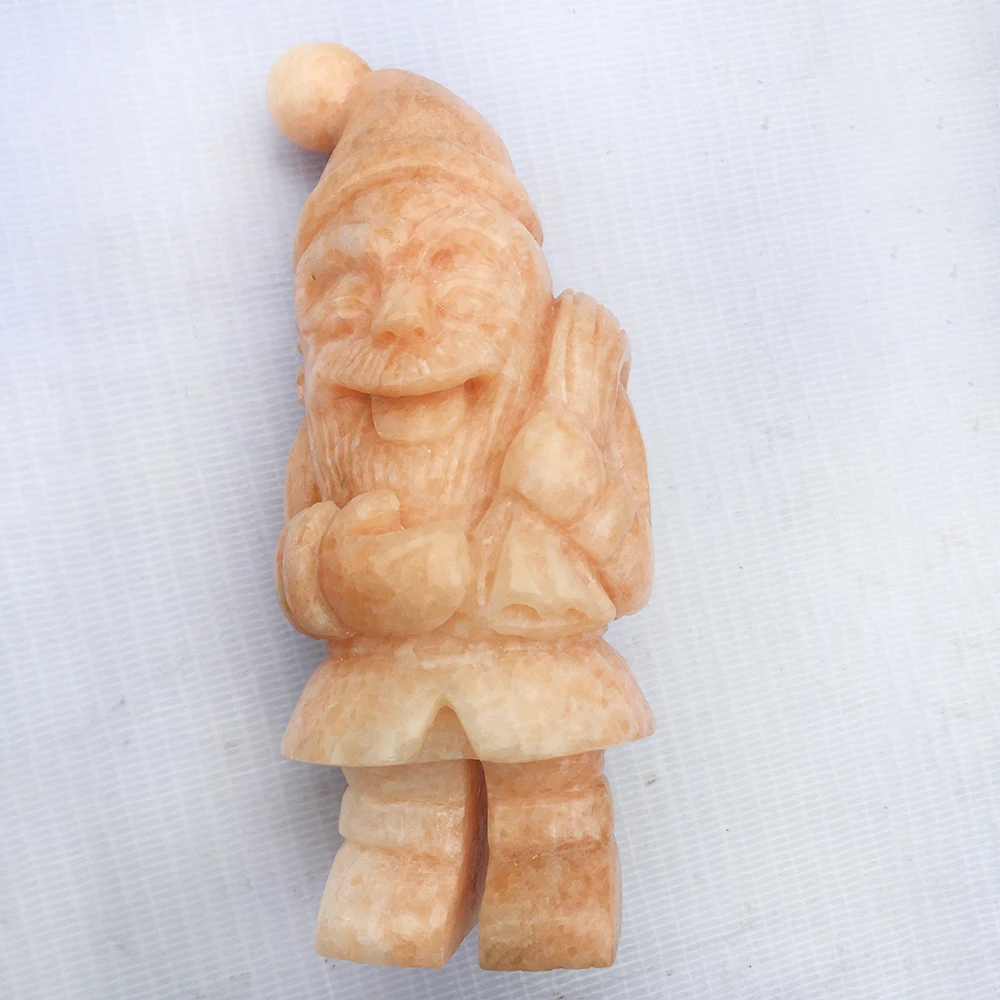 

Natural Hand Carved Quartz Crystal Santa Claus Figurine Cute White Jade Christmas Elf Healing Crystal Stone Gifts Home Decora