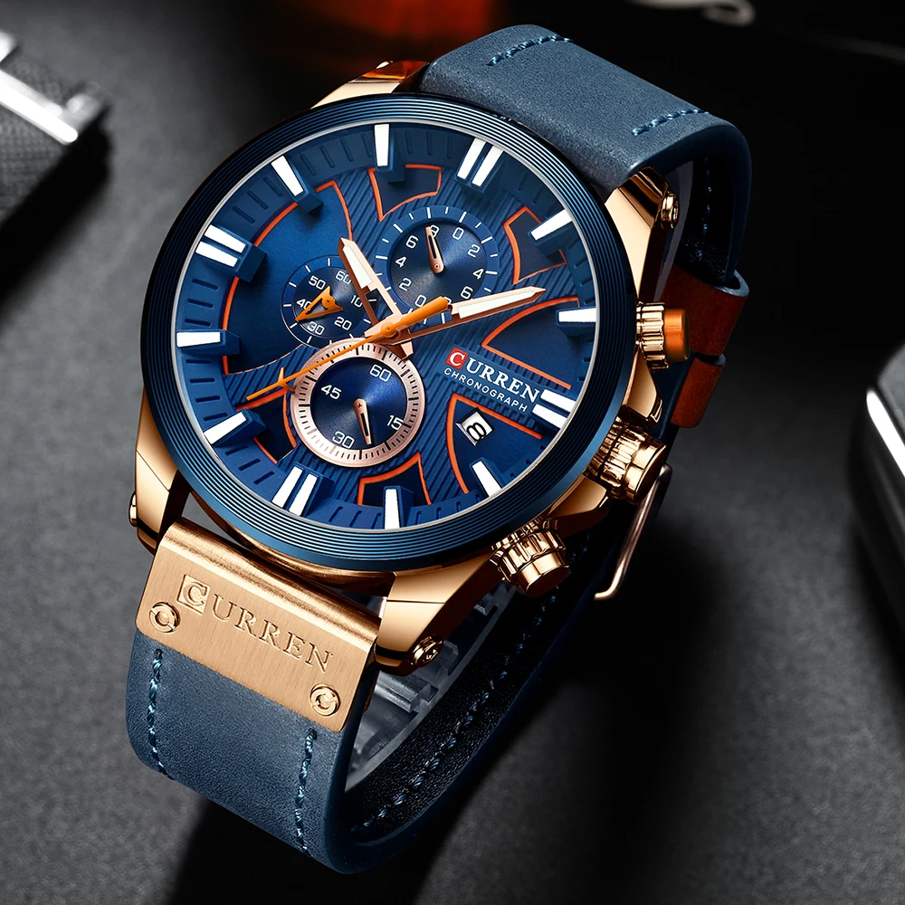 CURREN Luxury Chronograph Quartz Watch Men's Fashion Business Leather Men Watches Sports Waterproof Male Clock часы мужские
CURREN Luxury Chronograph Quartz Watch Men's Fashion Business Leather Men Watches Sports Waterproof Male Clock часы мужские