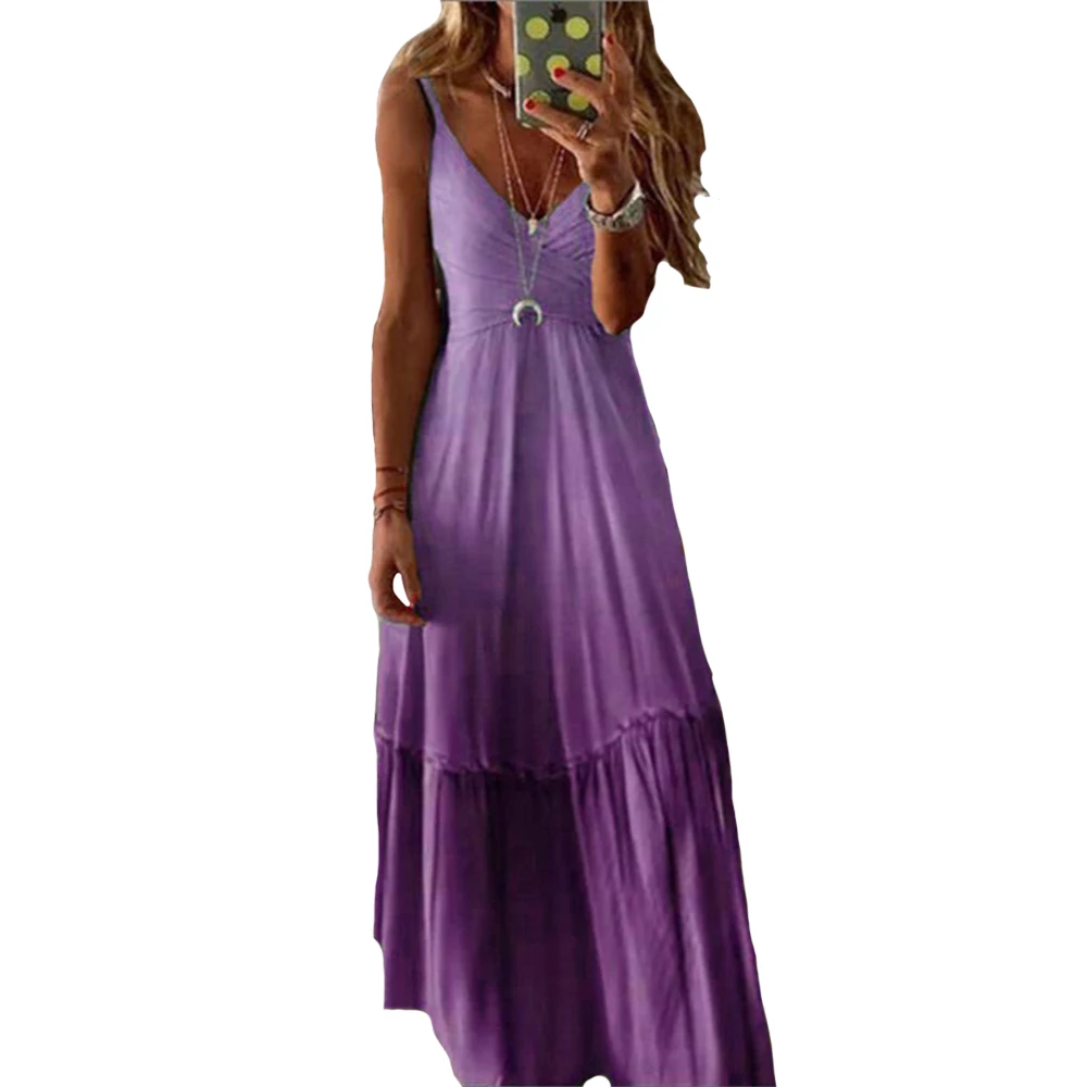 Women Big Swing Dresses Plus Size 5XL Suspenders Long Dress Summer V-neck Gradient Color Wild Dress Ladies Beach Holiday Dress
Women Big Swing Dresses Plus Size 5XL Suspenders Long Dress Summer V-neck Gradient Color Wild Dress Ladies Beach Holiday Dress