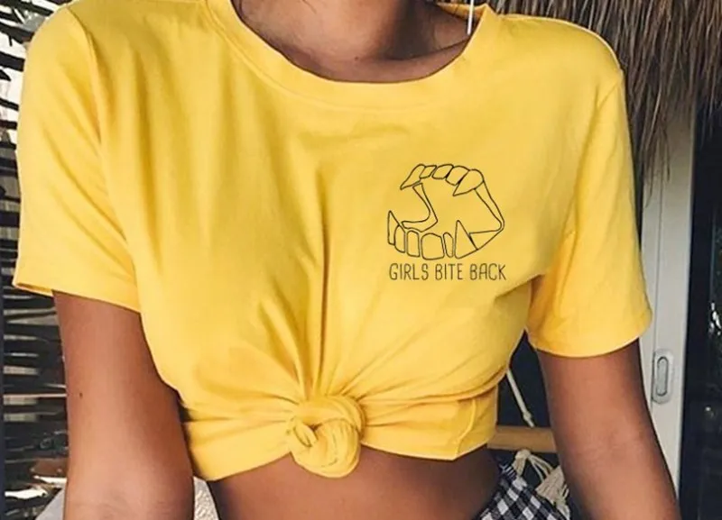 Women Girls Bite Back Hipster Slogan Cotton Top Trendy Streetwear Soft Ladies Tee Letter Casual Yellow Floral T-Shirt
Women Girls Bite Back Hipster Slogan Cotton Top Trendy Streetwear Soft Ladies Tee Letter Casual Yellow Floral T-Shirt