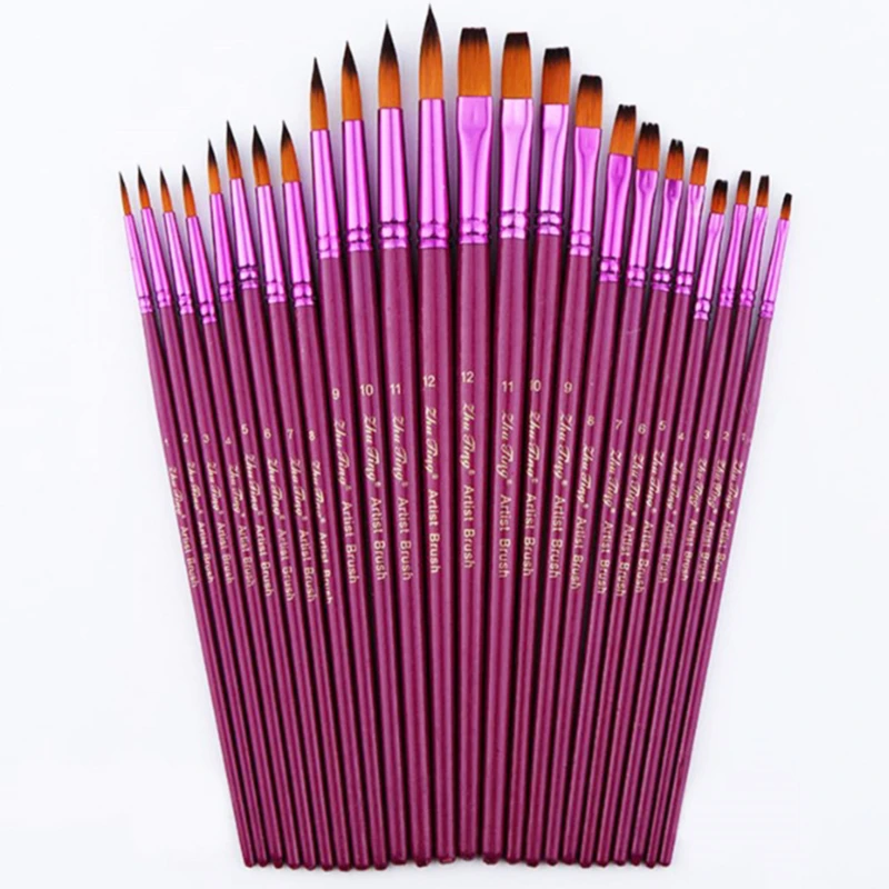 

12PCS Watercolor Brush Set Drawing Pen Advanced Pointed Round Oil Brush High Quality Portable Art Painting Supplies