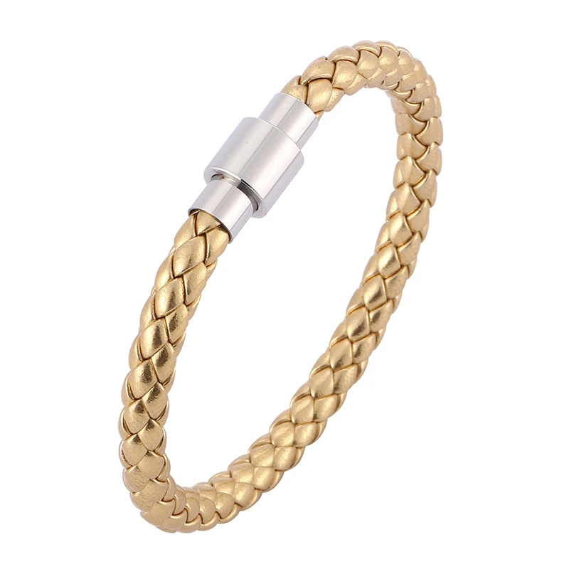 Punk Men Women Jewelry Accessories Golden Leather Bracelet Stainless Steel Magnet Buckle Fashion Wristband Gifts SP0517
Punk Men Women Jewelry Accessories Golden Leather Bracelet Stainless Steel Magnet Buckle Fashion Wristband Gifts SP0517