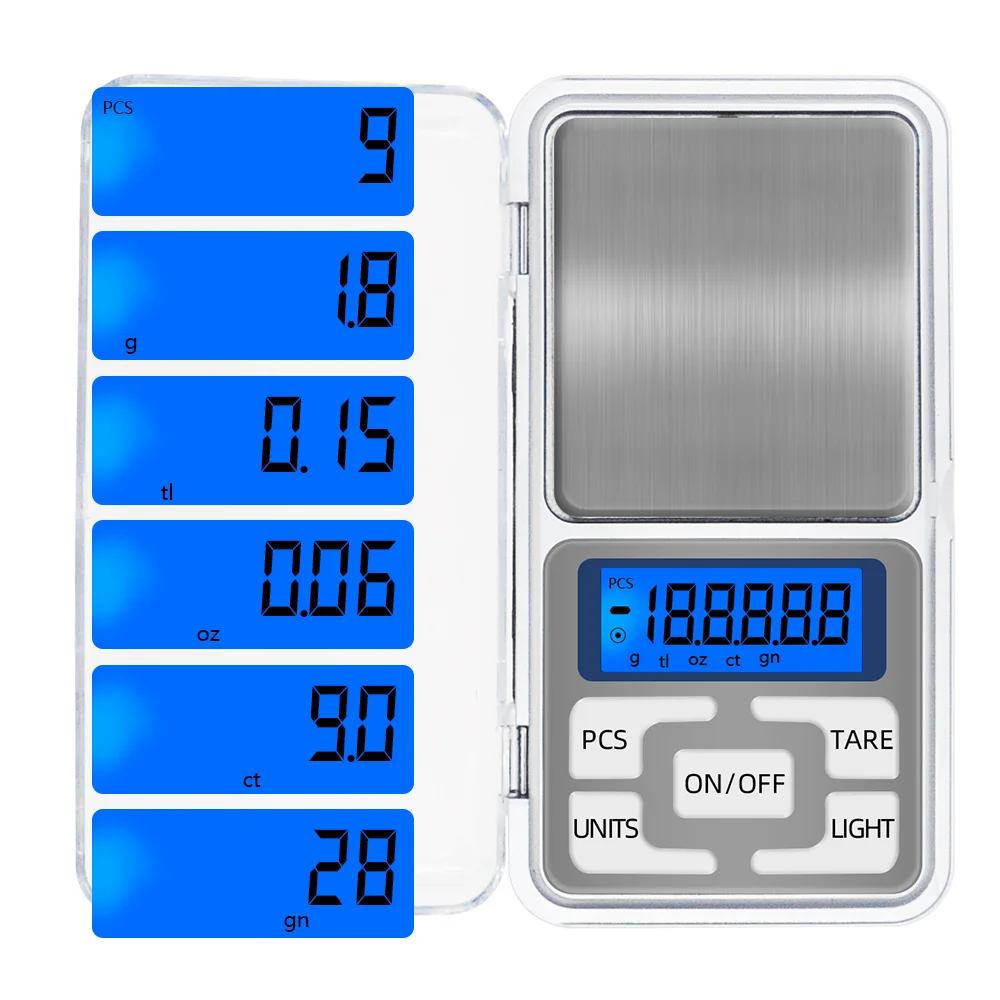

10Pcs/Set Jewelry Scales Weight Diamond Balance Kitchen Weighing Digital Pocket Mini Scale Bathroom 200g 0.01g