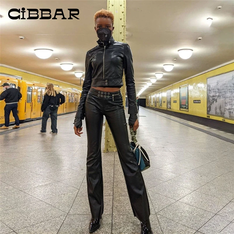 CIBBAR Faux PU Leather Black Slim Wide Leg Pants Women Harajuku Solid Hipster High Waist Baggy Streetwear All-match Hot Trousers
CIBBAR Faux PU Leather Black Slim Wide Leg Pants Women Harajuku Solid Hipster High Waist Baggy Streetwear All-match Hot Trousers