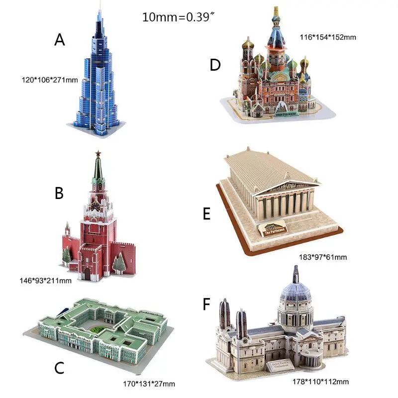 

3D Word Famous Buildings Architecture Puzzle Jigsaw Model Educational DIY Toy Gifts