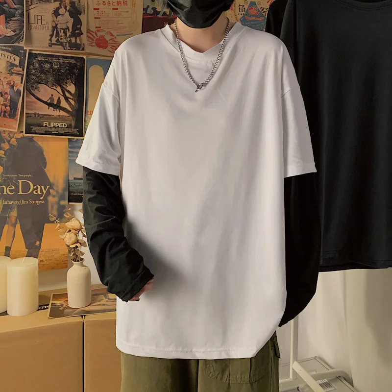 2021 spring new men's casual long-sleeved T-shirt youth fashion fake two-piece round neck trend Joker bottoming shirt
2021 spring new men's casual long-sleeved T-shirt youth fashion fake two-piece round neck trend Joker bottoming shirt