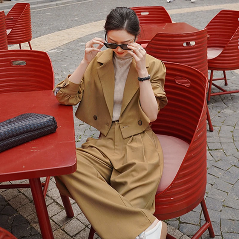 TWOTWINSTYLE Elegant Two Piece Set For Female Notched Half Sleeve Coats High Waist Full Length Pants Women's Pant Suits 2021 New
TWOTWINSTYLE Elegant Two Piece Set For Female Notched Half Sleeve Coats High Waist Full Length Pants Women's Pant Suits 2021 New