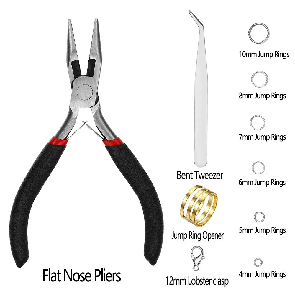 

XUQIAN 15*3*2mm Hot Sale with Open Jump Rings and Lobster Clasps Jewelry Findings Kit with Pliers for DIY Making A0115