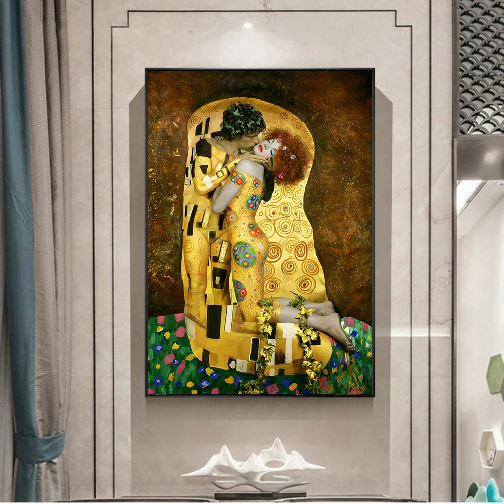 Classical Gold Abstract Art Gustav Klimt kiss Oil Painting on Canvas Prints And Posters Wall Pictures For Living Room Decor
Classical Gold Abstract Art Gustav Klimt kiss Oil Painting on Canvas Prints And Posters Wall Pictures For Living Room Decor