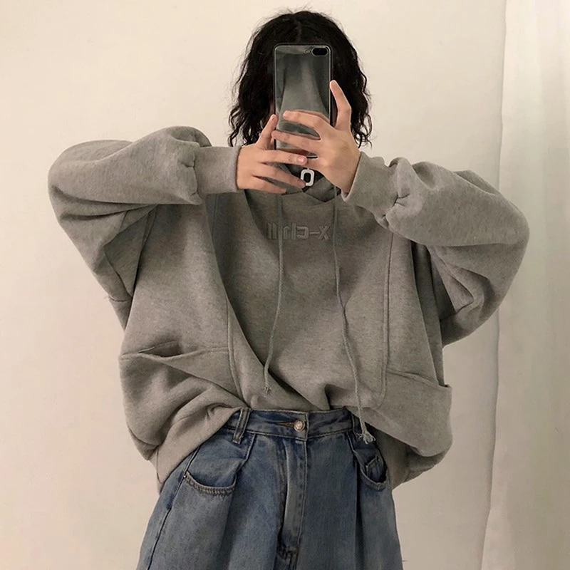 Fashion Hoodies Women Hooded Plus Velvet Thicker Long Sleeve Pocket Letter Embroidered Womens Hoodie Harajuku Korean Style
Fashion Hoodies Women Hooded Plus Velvet Thicker Long Sleeve Pocket Letter Embroidered Womens Hoodie Harajuku Korean Style