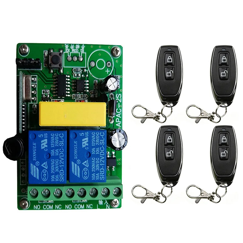 

Hot AC 220V 2CH 10A Relay 1 CH Wireless RF Remote Control Switch Transmitter with Receiver Module 433mhz LED Remote Control