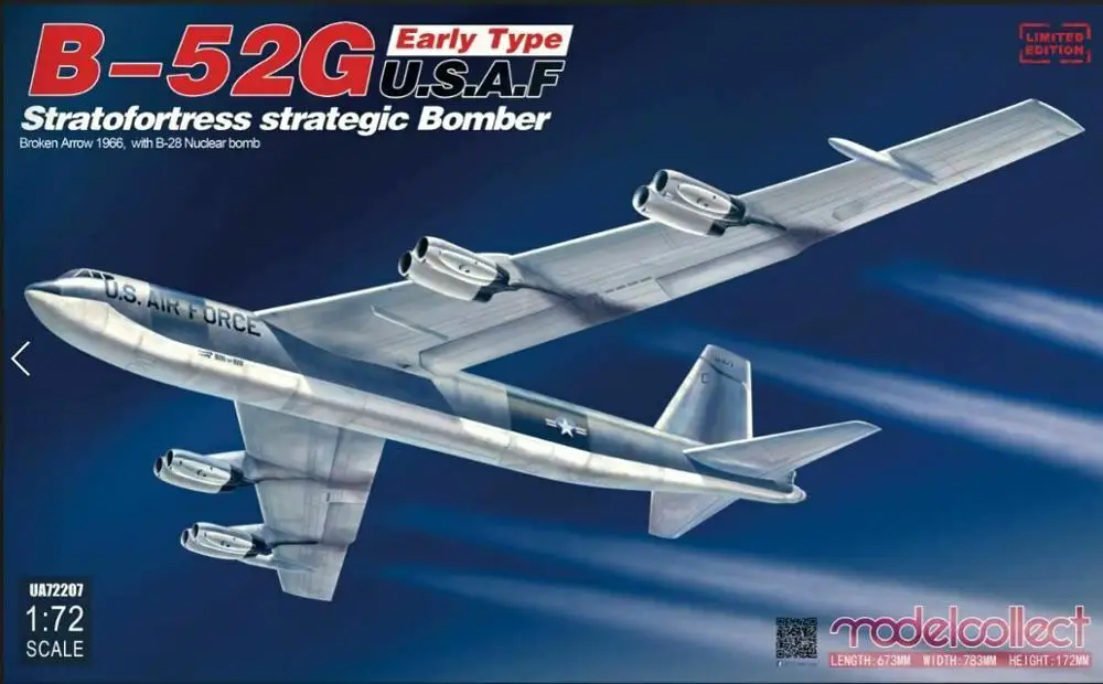 Modelcollect UA72207,B-52G early type U.S.A.F stratofortress strategic bomber B-
Modelcollect UA72207,B-52G early type U.S.A.F stratofortress strategic bomber B-