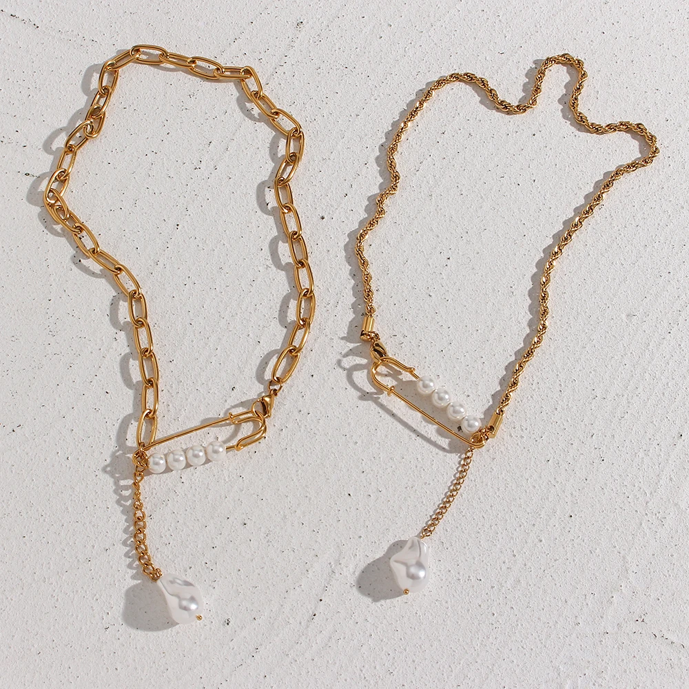 

Цепочка с кулоном из циркония женская, ожерелье с кулоном из 18-каратного золота с искусственным жемчугом, сверкающее Ювелирное Украшение