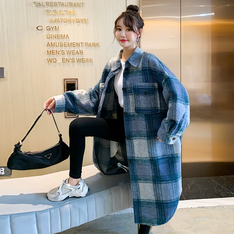 Fashion woolen coat 2021 autumn/winter new style loose plaid single-breasted mid-length coat Korean women's clothing
Fashion woolen coat 2021 autumn/winter new style loose plaid single-breasted mid-length coat Korean women's clothing