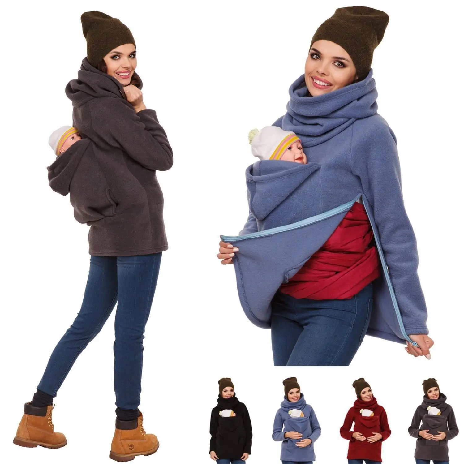 

Envsoll Maternity Hoodies Cusual Sweatshirt Maternity Clothes For Pregnant Women Thicken Wool Maternity Baby Carrier Jacket Coat