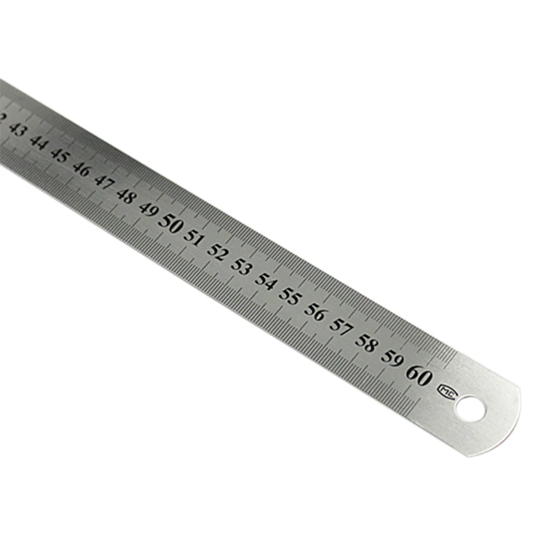 1 шт. 60 см/24 "Нержавеющая сталь двухсторонняя измерительная линейка с прямыми