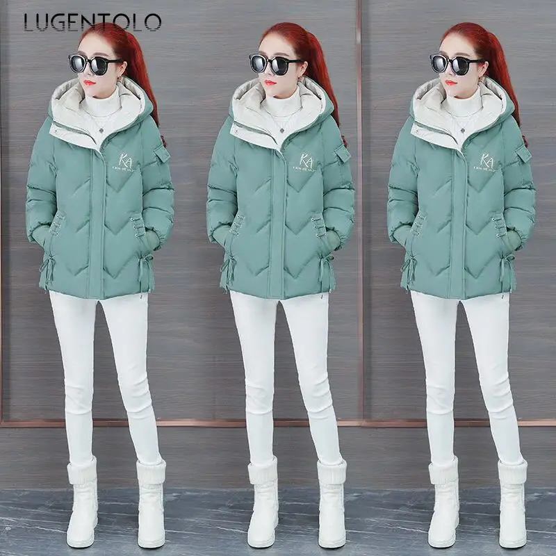 Lugentolo Women Warm Parka Loose Hooded Jacket Solid Long Sleeve Slim Fit Short Coat Zipper Female Casual Straight Parkas
Lugentolo Women Warm Parka Loose Hooded Jacket Solid Long Sleeve Slim Fit Short Coat Zipper Female Casual Straight Parkas