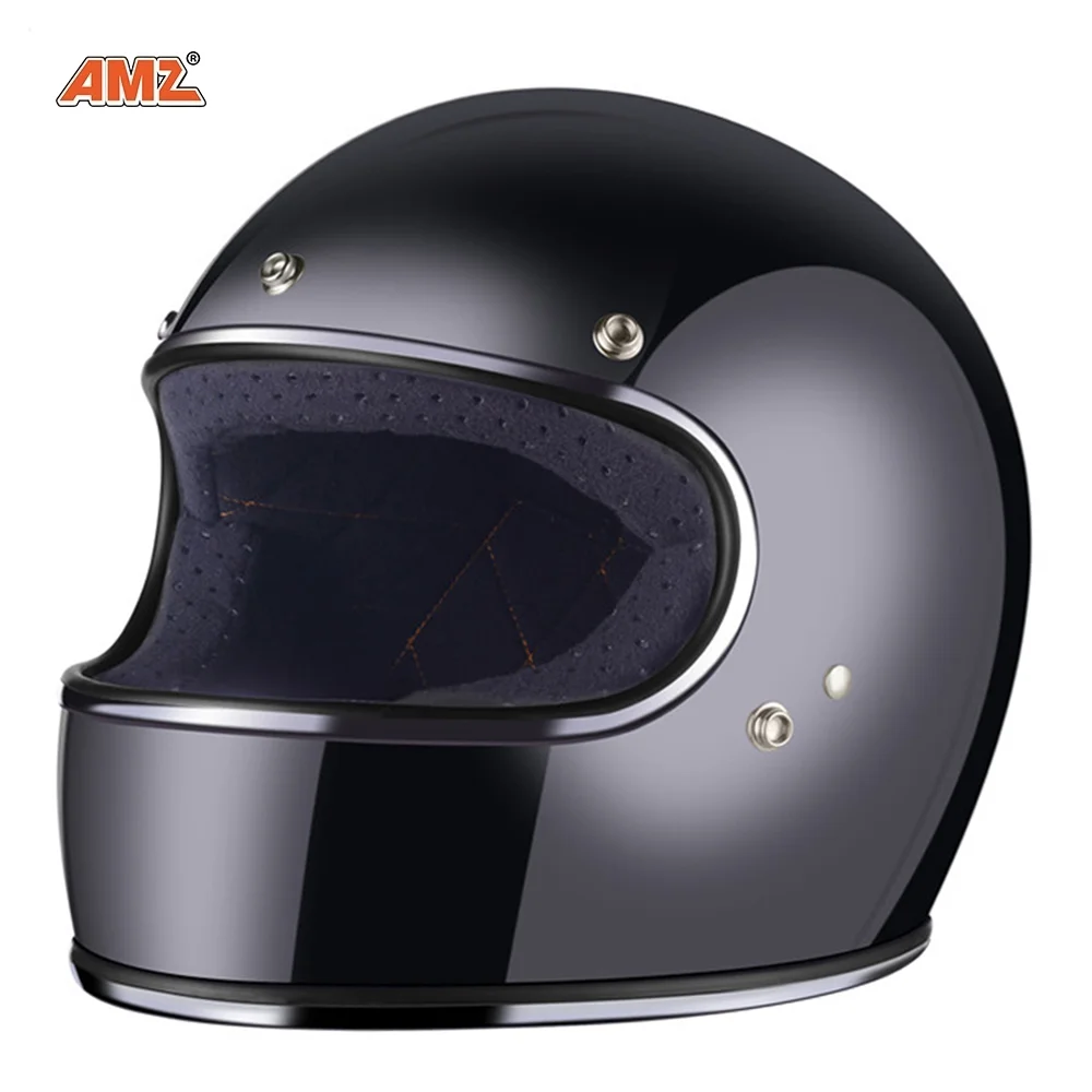 

Винтажный мотоциклетный шлем AMZ в стиле ретро, шлем с открытым лицом, мужские мотоциклетные шлемы с внутренним солнцезащитным козырьком