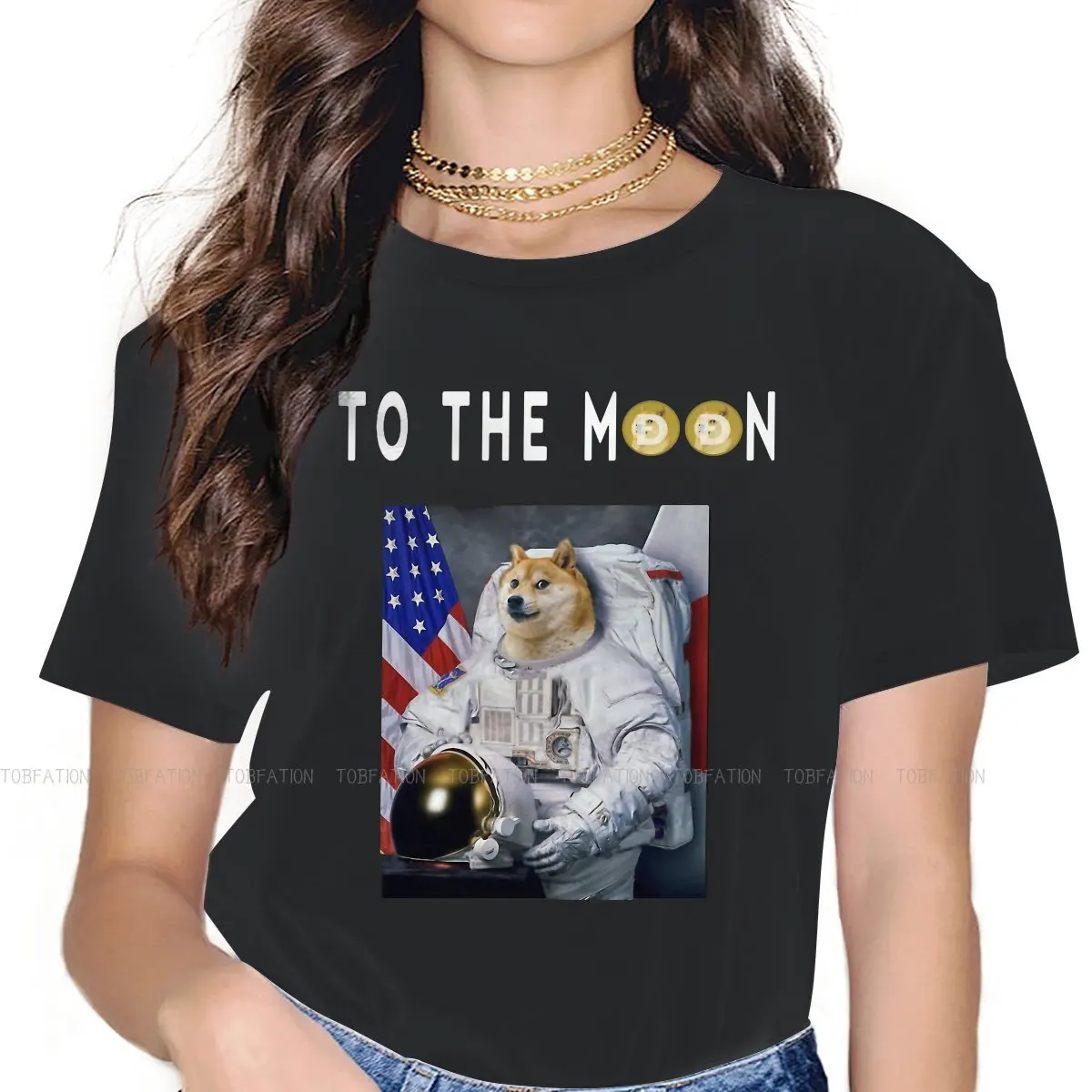

Женская футболка «To The Moon», Dogecoin, криптовалюты, майнеры, мемы, Crewneck, девушки, короткий рукав, 4XL, женская футболка, Забавный милый подарок