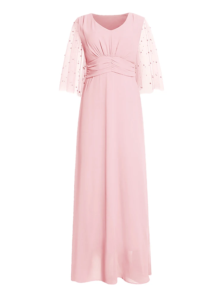 2021 New Women Sexy V-neck Dress Beaded Mesh Evening Dress Elegant Chiffon A-line Party Dress
2021 New Women Sexy V-neck Dress Beaded Mesh Evening Dress Elegant Chiffon A-line Party Dress