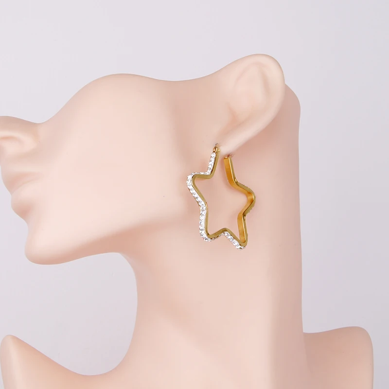 Gold Color Stainless Steel Hoop Earring for Women Crystal Star Shape Shiny Trendy Ear Accessories New Jewelry 2021 Hot
Gold Color Stainless Steel Hoop Earring for Women Crystal Star Shape Shiny Trendy Ear Accessories New Jewelry 2021 Hot