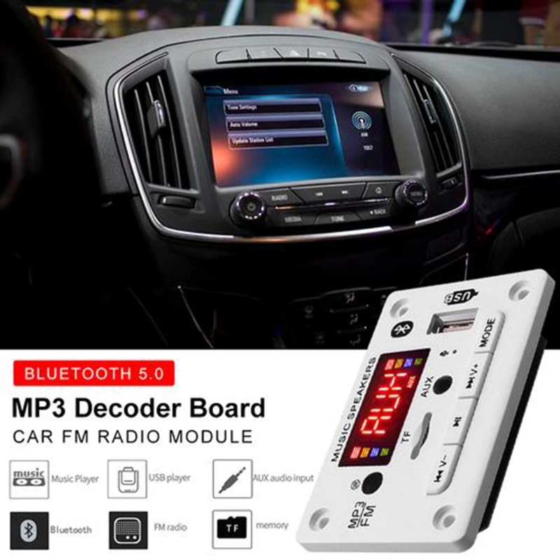 New 5V/12V MP3 Decoder Board Bluetooth 5.0 Car FM Radio Module Supports FM TF USB AUX Recorder
New 5V/12V MP3 Decoder Board Bluetooth 5.0 Car FM Radio Module Supports FM TF USB AUX Recorder