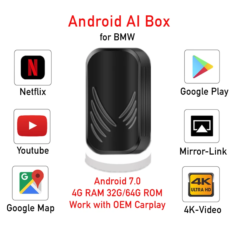 Carplay Wireless 4+64G Android Adapter AI Box for BMW X3 X4 X5 X6 Mirror Link Plug and Play Universal Cars Radio with Carplay
Carplay Wireless 4+64G Android Adapter AI Box for BMW X3 X4 X5 X6 Mirror Link Plug and Play Universal Cars Radio with Carplay