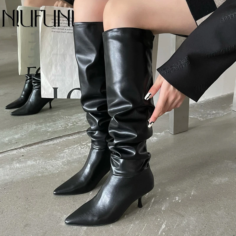 Winter Women's High Boots Pleated Pointed Toe Stiletto Long Tube Over The Knee Boots Slip-On Solid Color Simple Women's Shoes
Winter Women's High Boots Pleated Pointed Toe Stiletto Long Tube Over The Knee Boots Slip-On Solid Color Simple Women's Shoes