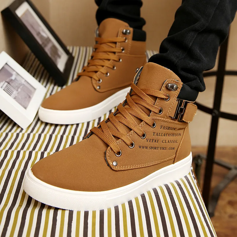 

Size 38-47 Fahsion Men's Frosted Canvas Winter Boots for Men Casual Shoes 2022 New Boys High Top Martens Boots Korean Stylish