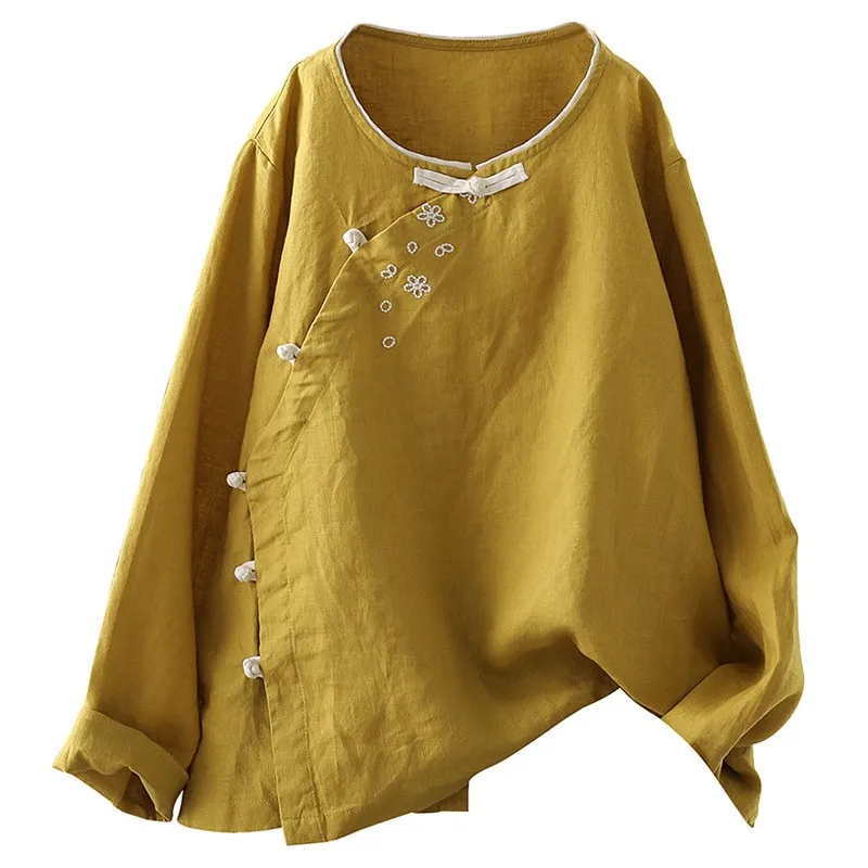 Women Blouses Vintage Clothes 2020 Tops Full Sleeve Embroidery Shirt Floral O-neck Loose Retro Button Women Cotton Linen Shirts
Women Blouses Vintage Clothes 2020 Tops Full Sleeve Embroidery Shirt Floral O-neck Loose Retro Button Women Cotton Linen Shirts