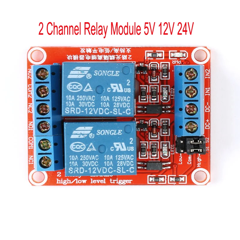 

5V 12V 24V 2 channel Relay Module High and Low Level Trigger Relay Control With Optocoupler Two Way Relays DC 5 V 12 V 24 V Volt