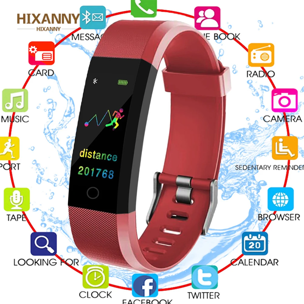 Bluetooth ID115 Plus Smart Bracelet Color Display Waterproof Band Sport Fitness Tracker Heart Rate Monitor Wristband | Электроника