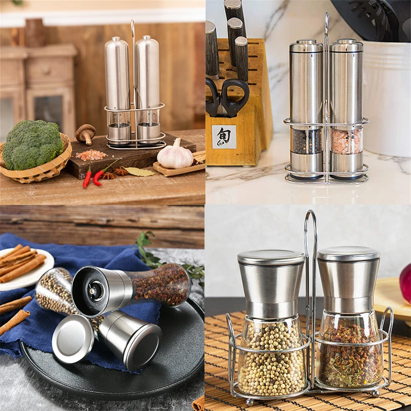 New Salt And Pepper Grinder Set With Stand Holder Stainless Steel Electric/Manual Spice Pepper Mill for Cooking Kitchen Tool
New Salt And Pepper Grinder Set With Stand Holder Stainless Steel Electric/Manual Spice Pepper Mill for Cooking Kitchen Tool