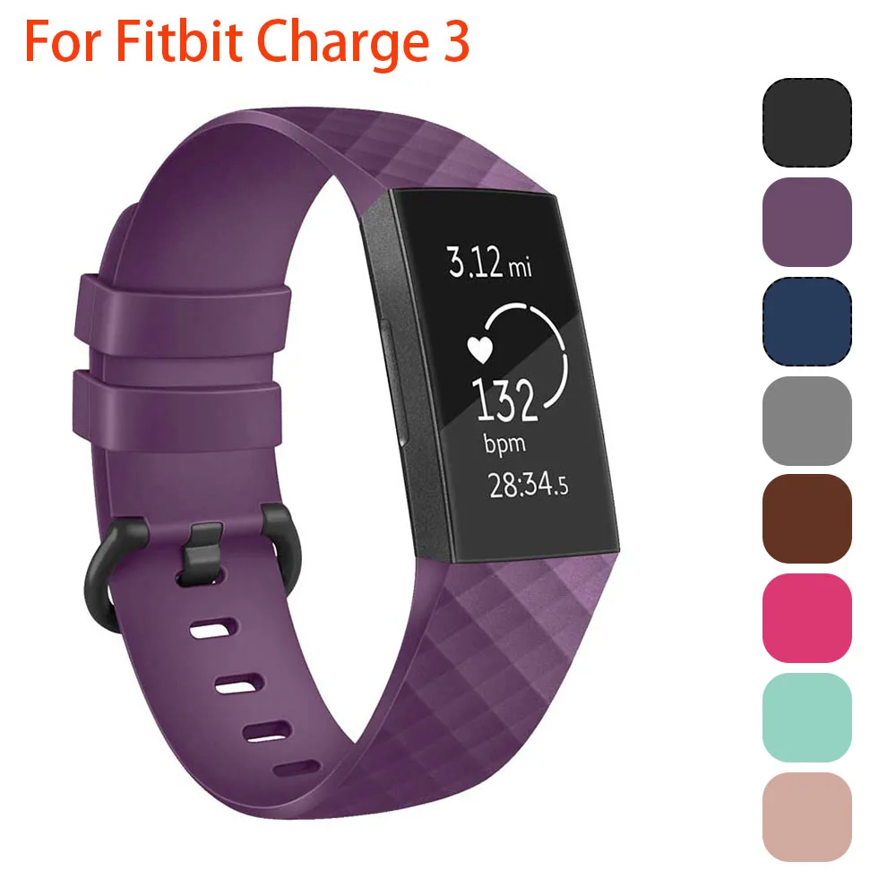 Fitbit Charge 3 ремешок для часов сменный Браслет Charge3 мягкий силиконовый EasyFit и цветной