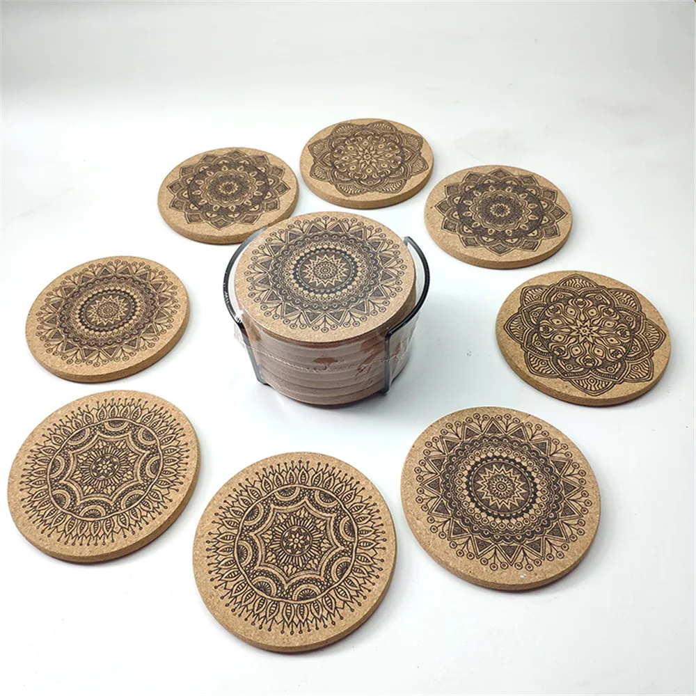 Creative Nordic Mandala Design Round Shape Wooden Coaster With Rack Mandala Round Cork Coaster Table Placemats Kitchen Accessory
Creative Nordic Mandala Design Round Shape Wooden Coaster With Rack Mandala Round Cork Coaster Table Placemats Kitchen Accessory