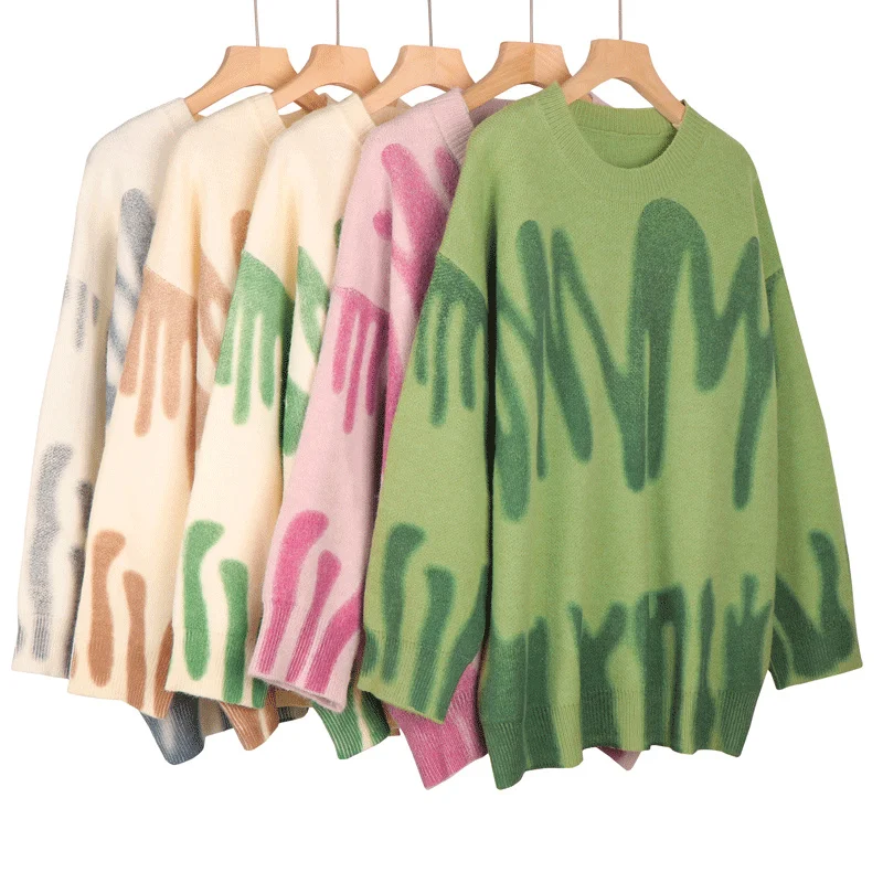 Print Knitted Sweater Women Elegant Green Striped Oversized Pullovers Women Winter Loose Long Sweaters Streetwear Sueter Mujer
Print Knitted Sweater Women Elegant Green Striped Oversized Pullovers Women Winter Loose Long Sweaters Streetwear Sueter Mujer