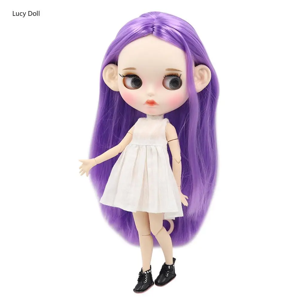 ICY Factory Blythee Doll 1/6 Bjd White Skin Joint Body Purple Hair, New Matte Face Carved Lips With Eyebrow 30cm BL548
ICY Factory Blythee Doll 1/6 Bjd White Skin Joint Body Purple Hair, New Matte Face Carved Lips With Eyebrow 30cm BL548
