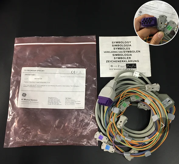 G E кабель I CG BioZtect пациент 0,125 оснастка 12ft Встроенный кабель leadпровода, PN : 2003977-001 (новый, оригинальный)