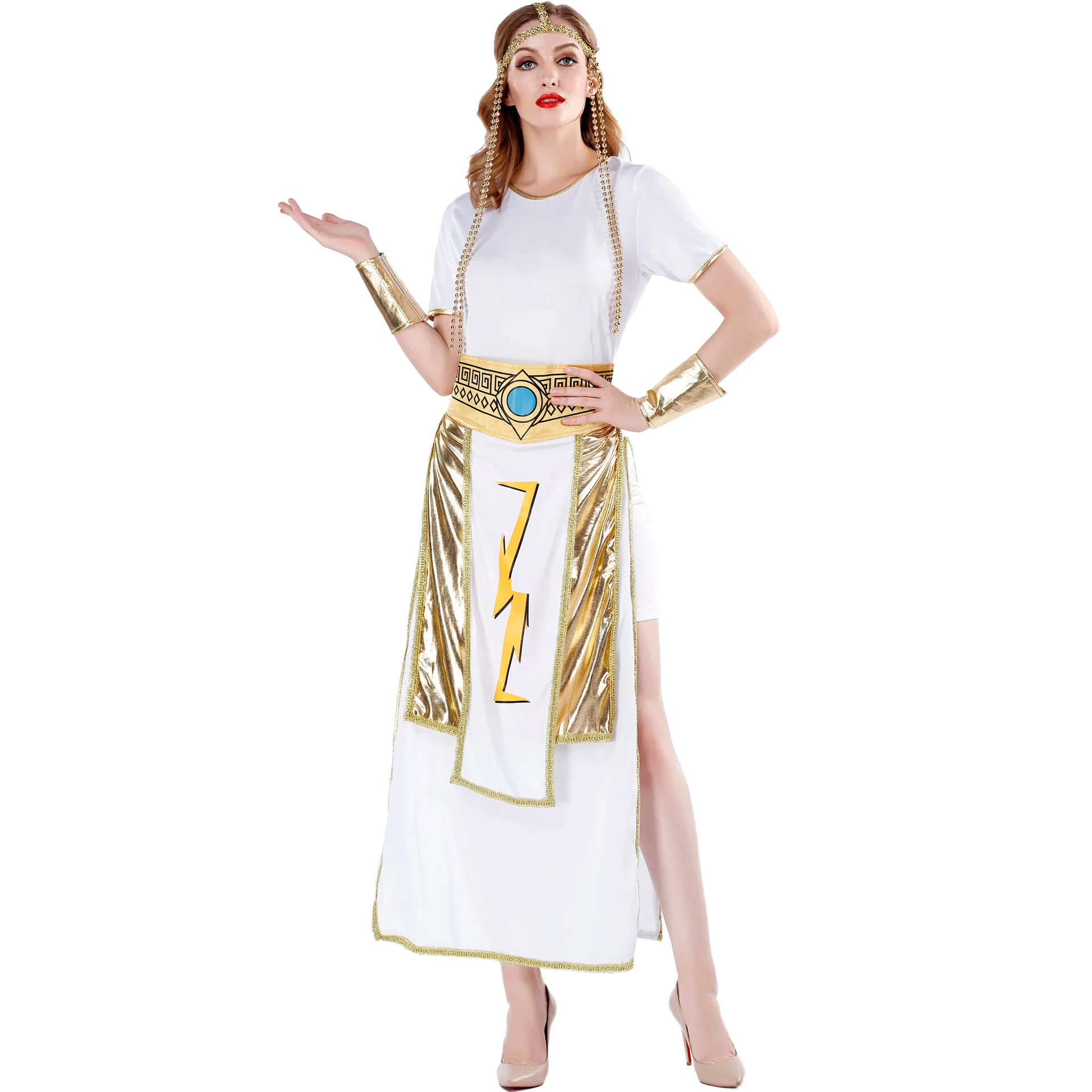 Cosplay anime Greek Goddess Costume Adult role play the Arab court queen Egyptian uniform 
Cosplay anime Greek Goddess Costume Adult role play the Arab court queen Egyptian uniform