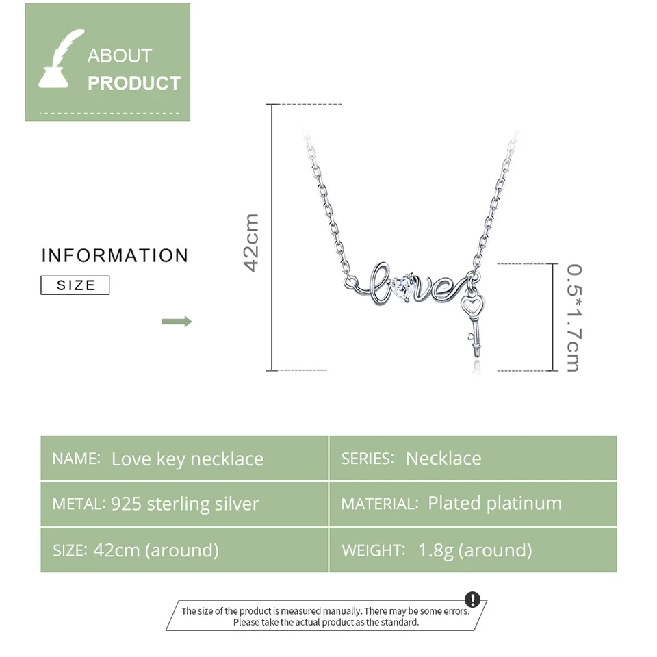 WOSTU New Necklace 925 Sterling Silver Love Key Link Chain Necklaces & Pendants Silver Fine Women Jewelry Collar Gift BNN215
WOSTU New Necklace 925 Sterling Silver Love Key Link Chain Necklaces & Pendants Silver Fine Women Jewelry Collar Gift BNN215