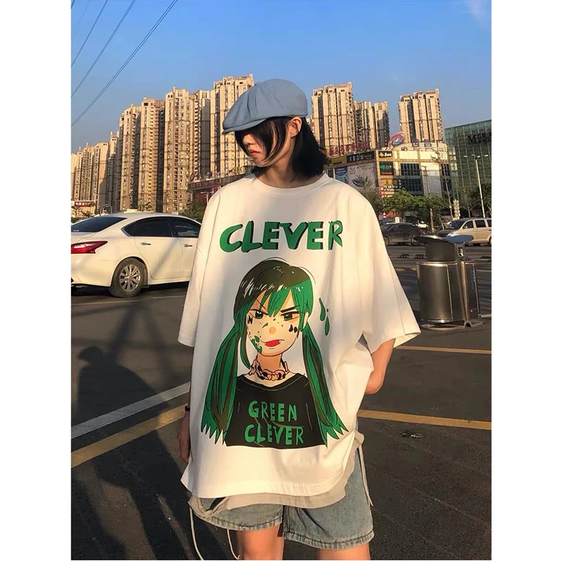 Women's summer top Diablo short-sleeved Second element cartoon print loose T-shirt women Harajuku Clothing Oversized t-shirt y2k
Women's summer top Diablo short-sleeved Second element cartoon print loose T-shirt women Harajuku Clothing Oversized t-shirt y2k