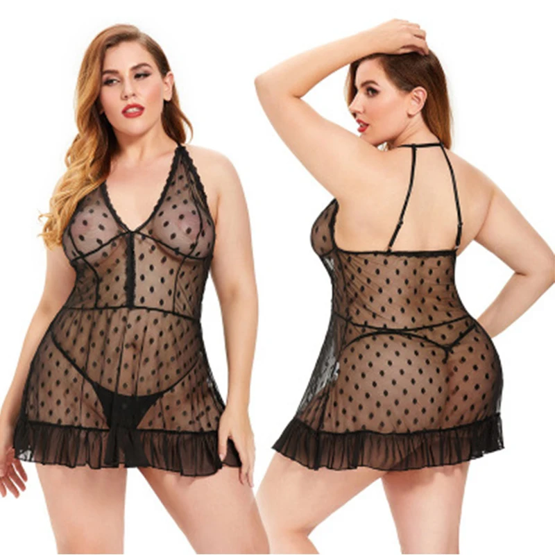 Sexy Women Plus Size Lingerie Dot Lace sleeveless v neck Nightgowns See Through Underwear black Sleep dress Nightdress XL-5XL
Sexy Women Plus Size Lingerie Dot Lace sleeveless v neck Nightgowns See Through Underwear black Sleep dress Nightdress XL-5XL