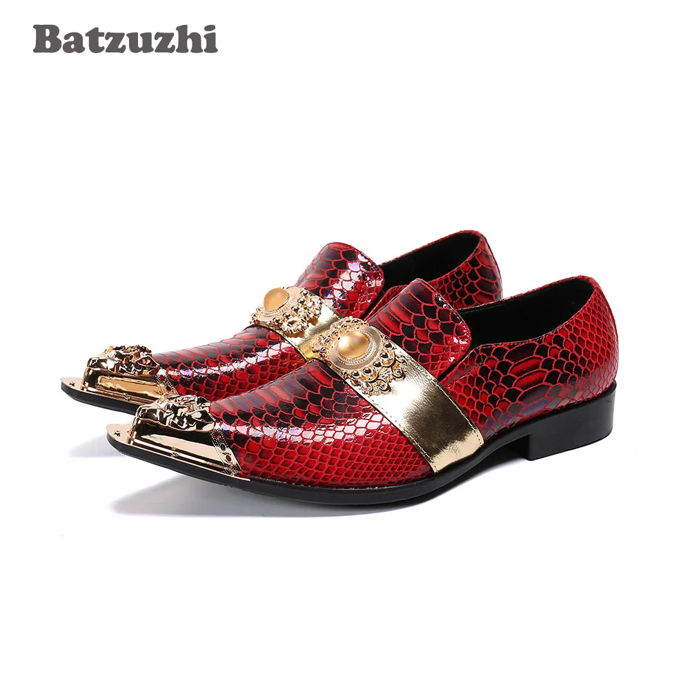 Batzuzhi Luxury Handmade Men's Shoes Gold Metal Toe Genuine Leather Dress Shoes Men Red Party and Wedding Zapatos Hombre, US6-12
Batzuzhi Luxury Handmade Men's Shoes Gold Metal Toe Genuine Leather Dress Shoes Men Red Party and Wedding Zapatos Hombre, US6-12